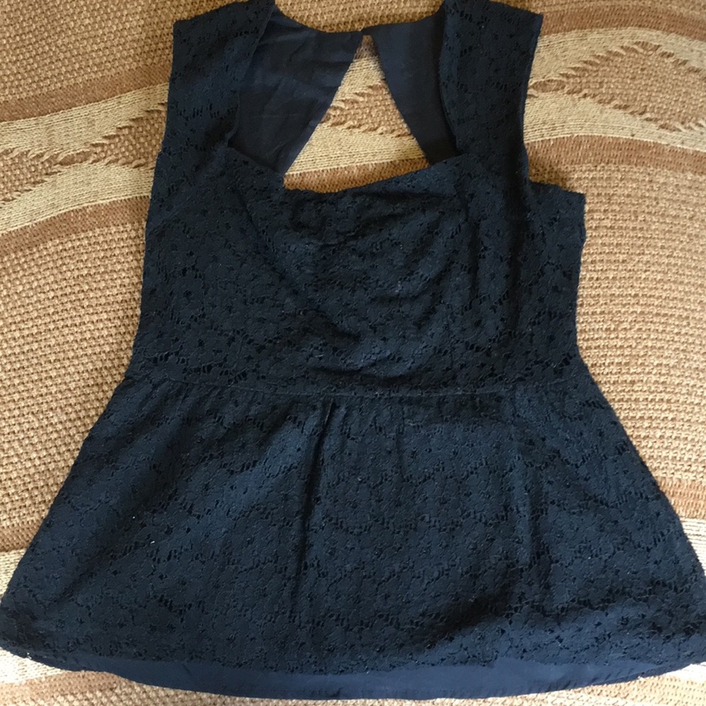 Black lace overlay top with keyhole back